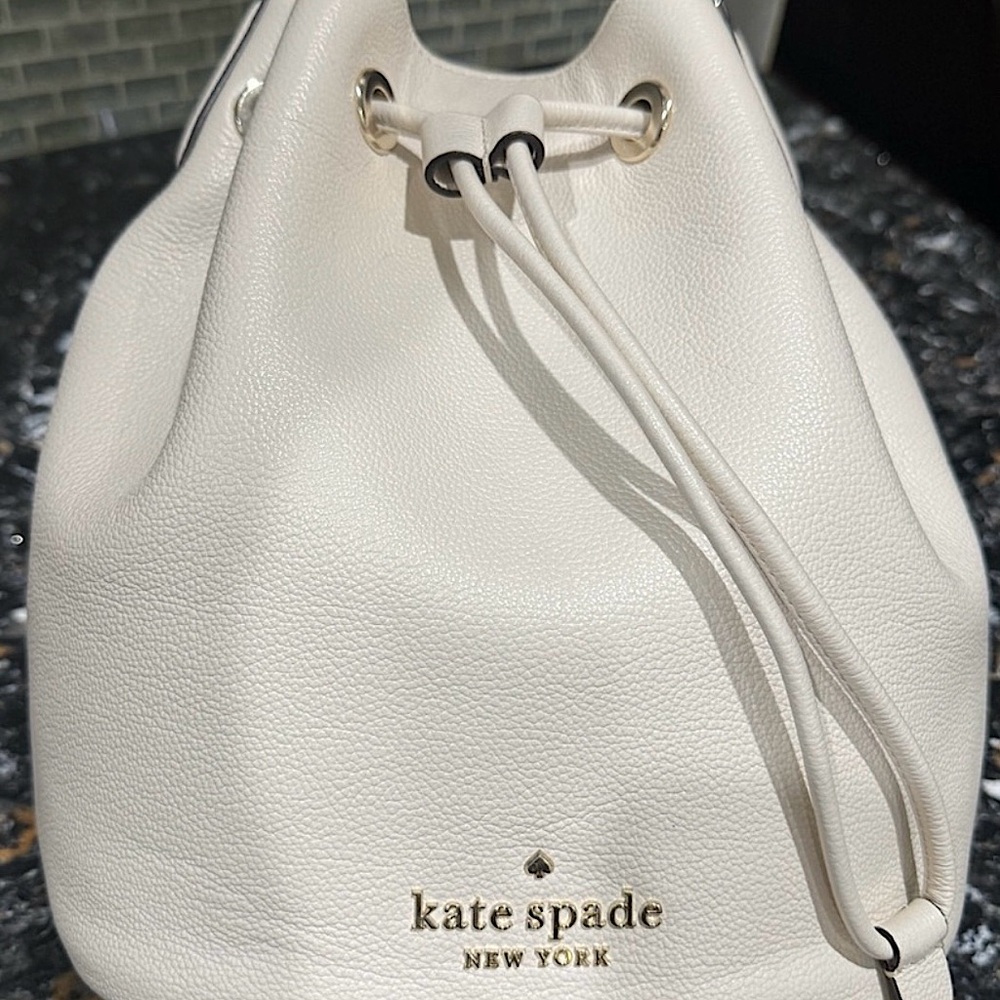 Kate Spade Ivory (Parchment) Pebbled Leather Rosie Bucket Bag